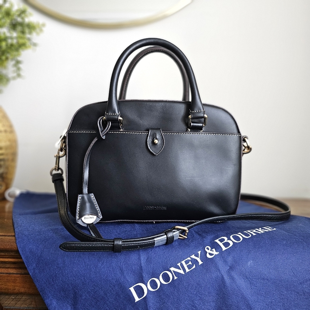 Dooney & Bourke Alto Small Shana Satchel Black Made in Italy + Coach Strap